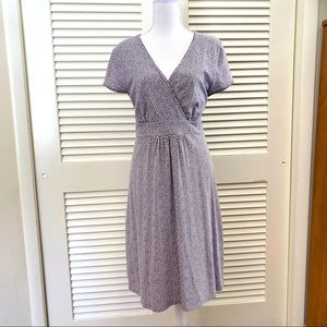BODEN Grey White Polkadot Faux Wrap Jersey Dress
